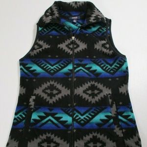 Chaps Sport Mens Sz S Aztec Tribal Full Zip Fleece